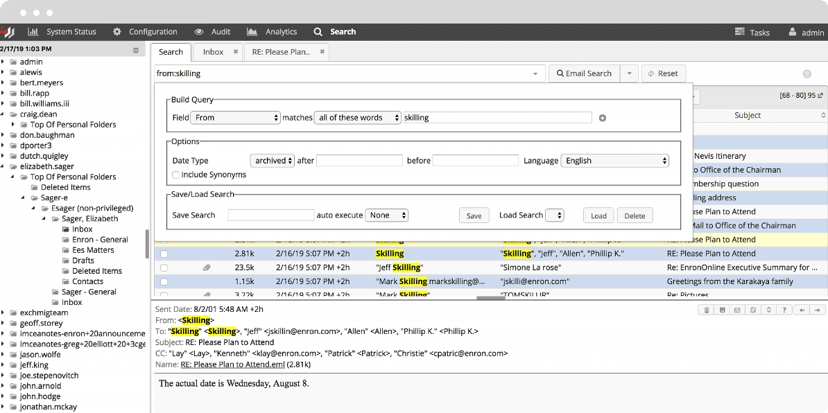 MailArchiva web console